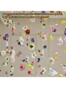 21 件/套多色吊花 DIY 花帘材料包（自行设计并完成），人造花悬挂室内装饰（含 50 米透明线），春夏彩色花朵仿真花悬挂室内装饰，适用于 DIY 婚礼淋浴礼物春季派对装饰、婚房装饰、节日派对装饰、室内外装饰