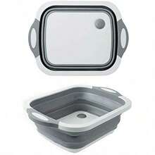 Local Delivery--Collapsible Washing Up Bowl Innovations Multi Function Bowl Drying Rack Portable Cutting Board Retractable Drain Washing Basket Basin Vegetable Fruit Tray For For Camping Picnic Kitchen CB01