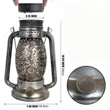 1pc Solar Powered Outdoor Lantern, Solar Hanging Light, Silver Iron Hollow Flower Pattern Decorative Lamp, Waterproof Outdoor Lamp For Table, Patio, Yard, Party Decor