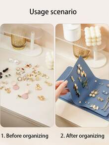 1pc PU Leather Jewelry Box Earring Ring Storage Organizer Holder Book-Shaped With Flip Pages, Multi-Layer, Women (Jewelry Not Included)