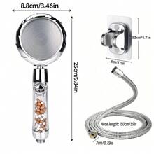 Shower Head With Water Saving Filter, High Pressure Anti-Limescale Shower Head, Bathroom Shower Head, 3-Setting Adjustable Handheld Shower Head With Water Saving, 360° Rotatable Shower Head