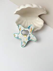1pc Adorable Starfish Shaped Shell And Fish Sponge Pattern Dual-Use Fridge Magnet & Bottle Opener, Suitable For Home Decor, Daily Use, Beach Travel, Holiday Gift