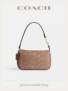 Coach Bolso de hombro Nolita 19 para mujer, bolso debajo del brazo, monederos y bolsos lindos para mujer, bolso de hombro de la marca Coach en lona con firma a bloques
