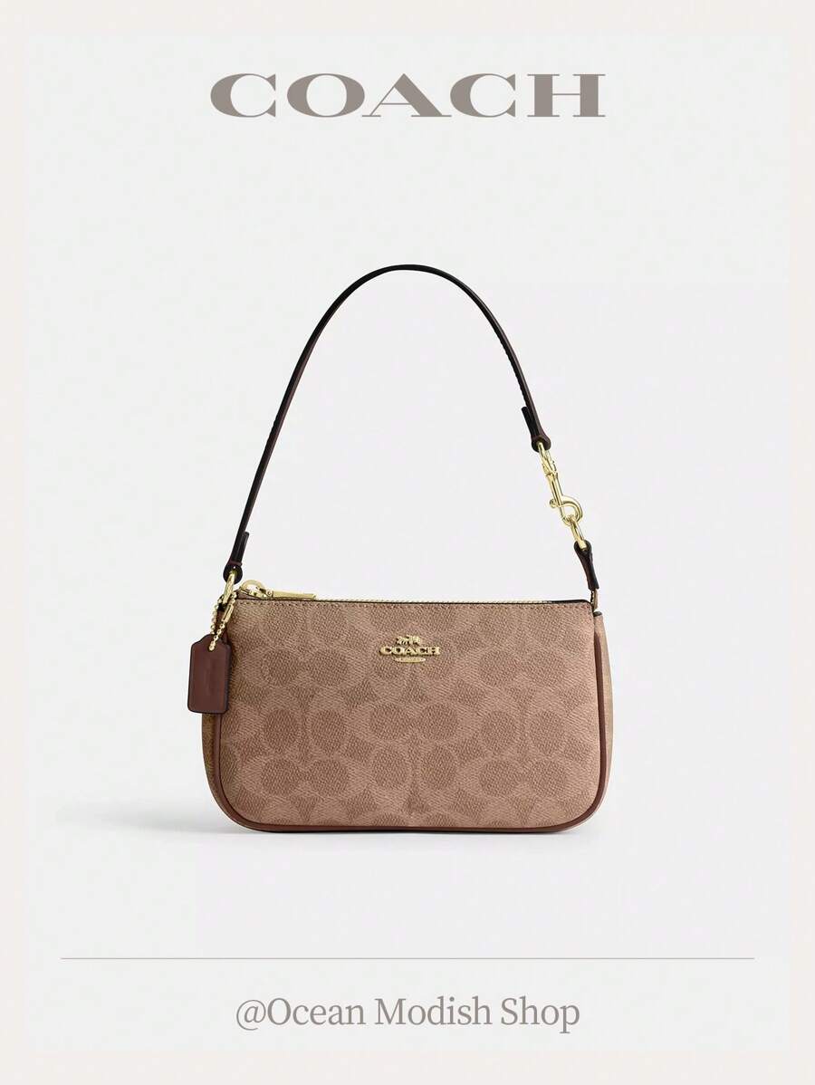 Coach Bolso de hombro Nolita 19 para mujer, bolso debajo del brazo, monederos y bolsos lindos para mujer, bolso de hombro de la marca Coach en lona con firma a bloques