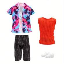 Set de 4 piezas de ropa de moda para muñeco Ken, incluyendo 1 top de tirantes, 1 chaqueta de manga corta, 1 pantalón corto y 1 par de zapatos, regalo de vacaciones/cumpleaños (muñeca no incluida) - Multicolor - Ver 5