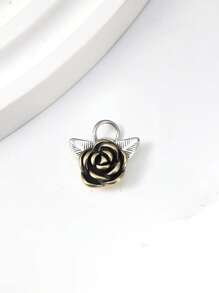 1 Stück einfacher und einzigartiger 925 Sterling Silber Wildrose Charm DIY Anhänger, zarter Schmuck als Geschenk für Frauen oder Männer