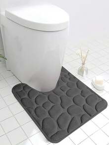 1pc Memory Foam Bath Mat U-Shaped, Commode Outline Carpet, Soft And Comfortable, Super Absorbent, Non-Slip, Thick, Machine Washable, Easy To Dry, Suitable For The Bathroom Home Bathroom Decor Bath Rug Outdoor Rug Door Mat Fall Decor Bathroom Accessories Back To School Entryway Decor