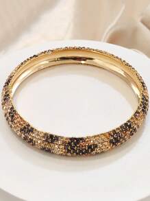 1 pièce Bracelet vintage bohème de luxe tout en strass, imprimé léopard, disponible en tailles petite/moyenne/grande, convient pour un usage quotidien, les trajets, les fêtes, les occasions formelles, cadeau de bijoux (couleur aléatoire)