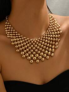 1pc Y2K Style Gold Chunky Bubble Necklace For Women Clubwear Statement Jewelry Chunky Necklace, Statement Necklace, Y2K Accessories - Multicolor - View 1