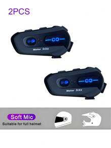 2 pezzi Interfono Bluetooth per casco moto D3X mezzaduplex, batteria ad alta capacità da 1000mAh, risposta automatica per chiamate in arrivo, distanza interfono 600M, senza caricabatterie incluso