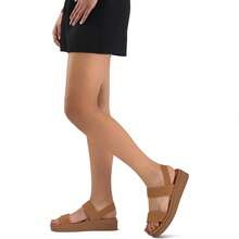 Women's Platform Wedges Sandals Slingback Lightweight Elastic Ankle Strap Low Wedges Walking Sandals Comfortable Slip On Casual Shoes - 棕色 - 查看 2