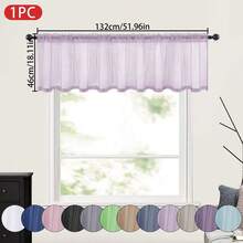 1pc Solid Color Sheer Curtain, Transparent Half Window Curtain, Filtering Sunshade Curtain With Rod Pocket, Suitable For Kitchen, Bathroom, Cafe Decoration, 100% Polyester Fabric Lightweight Transparent Voile, Suitable For Daily And Home Scenes - Multicolor - View 18