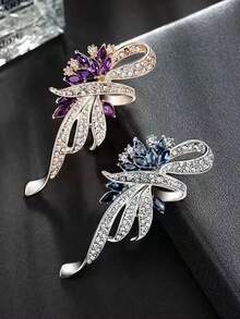 1 件个性化紫色水晶胸针，优雅服装配饰别针，适合女士秋冬学校万圣节珠宝服装配饰包饰办公室配饰 - 彩色 - 查看 3