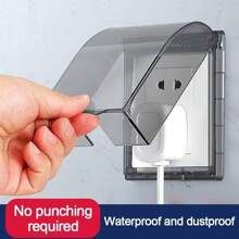1 pieza Caja protectora autoadhesiva tipo 86 ultra delgada, impermeable, para toma eléctrica de pared, cubierta a prueba de salpicaduras para interruptor de pared en el baño
