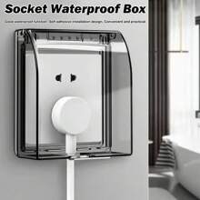 1 pieza Caja protectora autoadhesiva tipo 86 ultra delgada, impermeable, para toma eléctrica de pared, cubierta a prueba de salpicaduras para interruptor de pared en el baño