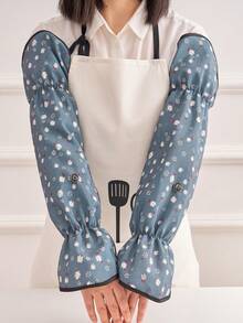 1 Pair Unisex Ditsy Floral Turnover Sleeve Cover, Fashion New Style Waterproof Oil Proof Arm Sleeve Protectors For Cooking, Housework