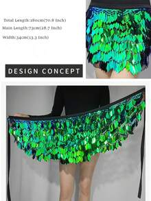 Sequin Belly Dance Hip Scarf For Women Sexy Bellydance Tassel Hip Wrap Skirt Belt Hipskirt Costume Accessories Music Festival - Multicolor - View 9