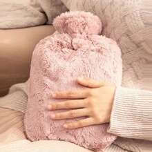 1pc Water Filled Hot Water Bag With Faux Rabbit Fleece Cloth Cover, Girls Hot Compress, Warm Belly, Warm Water Bag, Small Size, Carry On Water Filling, Warm Hand Bag, Flushing Water, Warm Hand Bag (Due To Different Batches, The Lines And Color May Vary. We Apologize For Any Inconvenience Caused) - 彩色 - 查看 5