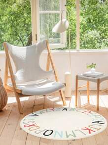 1pc Washable Pseudo-Cashmere Round Letter Pattern Gaming Carpet, Soft Alphabet Playmat Rug, Home Decor Carpet