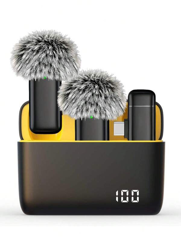 Microfono lavalier senza fili professionale portatile con custodia di ricarica da 24 ore per smartphone, microfono senza fili a riduzione intelligente del rumore DSP, plug-and-play, senza connessione Bluetooth, tipo molletta con connettore USB-C compatibile con 15/16, iPad, Android per videoregistrazione/audio, insegnamento, interviste, podcast, vlog, microfono a condensatore omnidirezionale senza fili per registrazione