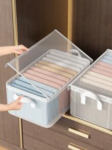 1pc Mesh Storage Box, With A Lid And A Transparent Storage Box, Supported By A Steel Frame For Greater Stability, Suitable For Storing Close Fitting Clothing, Daily Necessities, Travel Storage Boxes, Miscellaneous Storage Boxes, Wardrobe Storage Boxes