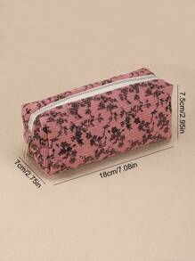 1pc Floral Pencil Case, Vintage Floral Large-Capacity Zippered Pencil Case Is Portable Cosmetic Bag, School Supplies Kawaii Stationery Desktop Storage Bag,Creative Gift For Thanksgiving, Christmas, Birthday Halloween Decoration Back To School,Pencil Pouch,School Bag