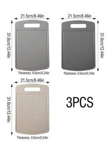 1pc/3pcs Multi-Purpose Plastic Cutting Board, Double-Sided Chopping Board For Cooked Food & Raw Food, Ideal For Kitchen, Home, College Dorm, Apartment