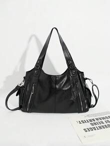 DareSee Waterproof Business Casual PU Tote Black Bag Multi-Pocket Design With Compartments Shoulder Bag Multifunctional Crossbody Bag Suitable For Teen Girls, Female College Students, White-Collar Workers And Rookies, Perfect For Work, Business Commuting, Shopping, Outdoor Travel And School, Large Capacity Bag For Women Music-Fest Y2K-Fest Back To School Autumn , Bags Perfect For Fancy Party Matching With Costumes Winter Gifts Music Fest - Black - View 6