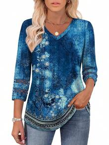 XIEERDUO 3/4 Length Sleeve Womens Tops Dressy Casual Blouses Women 2025 Shirts Summer Clothes - Z Navy In - Xem 2