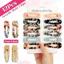 12 piezas de pasadores de pelo de resina acrílica para mujeres, accesorios para el cabello - Surtido Multicolor - Ver 5
