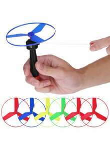 1/2/3/4/5 Sets Random Color Plastic Pull Line UFO Flying Disc Toy, Flying Saucer, Flying Disc Launcher Toy For New Year/Halloween/Thanksgiving/Christmas/Birthday Gifts, Plastic Toy, Party Small Gift, Stress Relief Toy, Decompression Toy, Indoor/Outdoor Toy