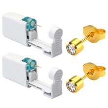 2 pezzi Kit per foratura orecchie fai da te con orecchini incorporati - Set di strumenti per foratura orecchie usa e getta