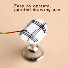A Set Of 5 Wood Grain Manicure Line Pens With Extremely Thin Smudged Painting Flower Brush Solid Wood Engraving Pen Rod Multi-Functional Manicure Tools Suitable For Painting Lines And Pattern DIY - Brown - View 4