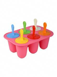 Molde de silicona para paletas heladas de 6 cavidades con tapa, fácil de limpiar y desmoldar, con opciones de colores múltiples, ideal para hacer helados caseros para niños y familias en verano