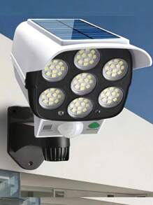 1 PC Motion Sensor Solar Light, 77 LED Spotlights With Remote Control, Outdoor Wireless Floodlight Virtual Like Security Camera For Hotel, Porch, Garden, Patio, Driveway - Solar Powered And Wireless Wall Light