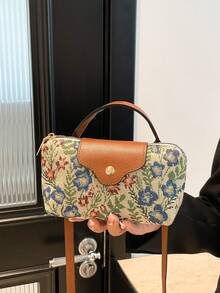 Women's Fabric Nylon Mini Crossbody Bag, Floral Pattern, Magnetic Snap Closure, Casual Cute Fashion Handbag , Cute , Kawaii - Multicolor - View 4