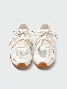 MASKERT 女士多功能时尚休闲运动鞋，网眼橡胶鞋底，休闲跑步鞋，透气舒适，日常搭配 - 白色 - 查看 5