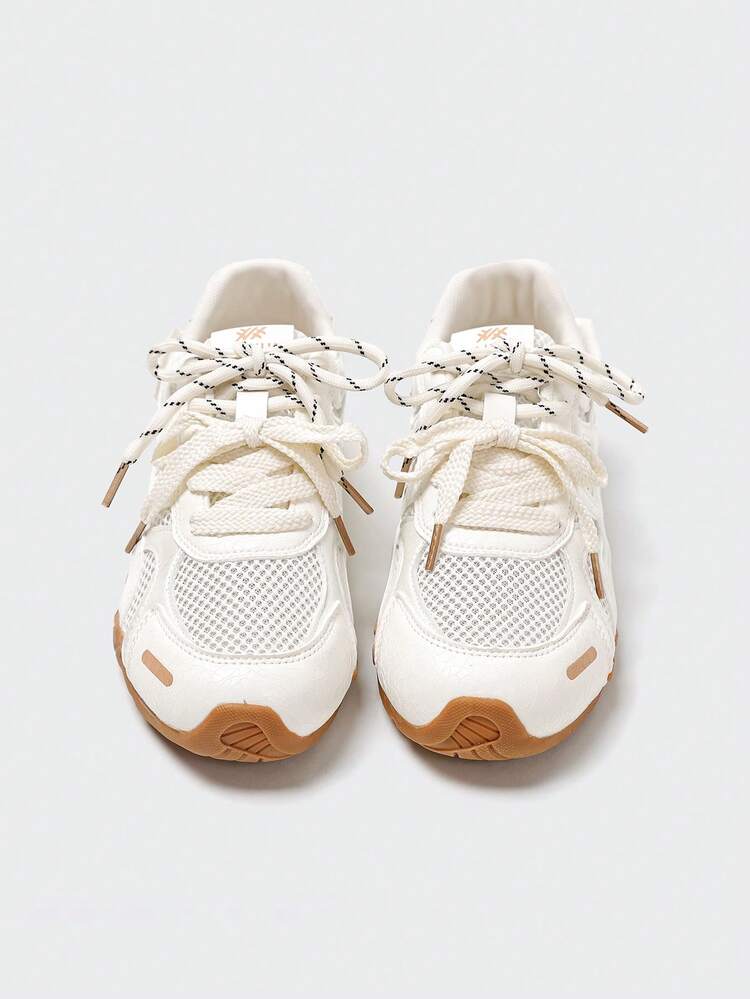 MASKERT Tênis Esportivo Casuais Multifuncionais e Fashionáveis Femininos com Sola de Borracha e Tela, Tênis de Corrida Casuais, Respiráveis e Confortáveis para Uso Diário - Branco - Visão 5