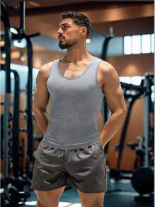 Herren ärmelloses Fitness-Workout Tank Top, Basisschicht Kurzarm T-Shirt, Kompressionsshirt