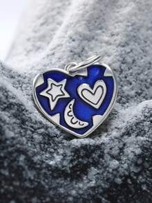 1 pieza Colgante con el diseño de corazón escrito en las estrellas, de plata de ley 925 con esmalte, un accesorio delicado y único para regalo de joyería para mujeres u hombres