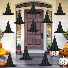 1PC Halloween Decoration Black Witch Hat, Loose Hanging Witch Hat, Suitable For Decorating Holiday Party Supplies In Front Porch Courtyard Indoor And Outdoor Witch Hats