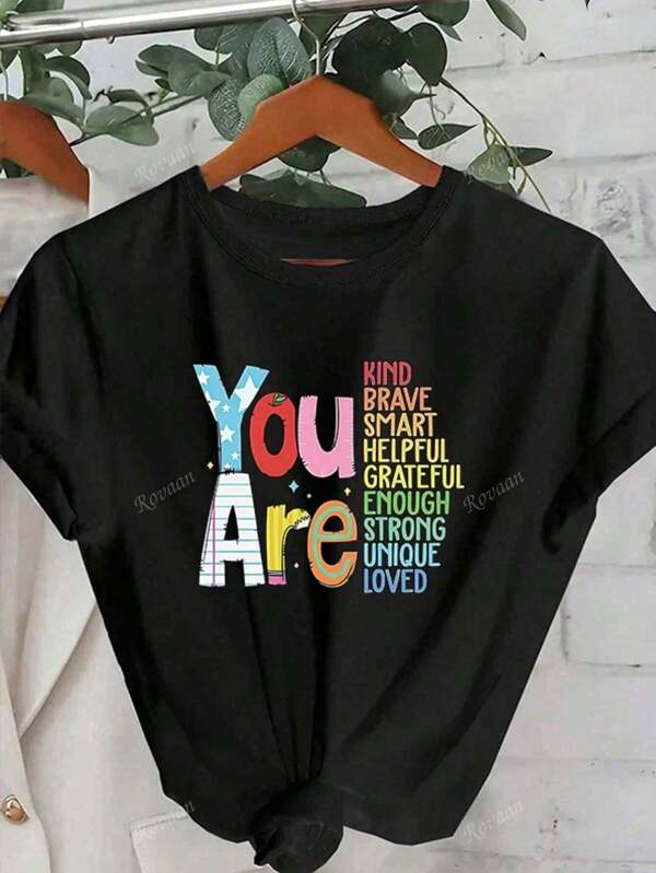 Teacher Shirt Women's Inspirational Letter Print T-Shirt Special Education Teachers' Day T-Shirt,Summer Tops,Shirts,Summer Outfits For Women,Summer Clothes,Graphic Tees Women,Tops Women