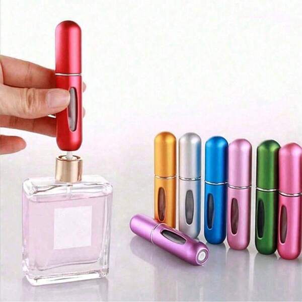 1 stuk 5 ml parfumfles met bodemvulling, zelfpompende fles, kan worden gevuld, aluminium parfumcontainer, draagbare spoelspray, kleine draagbare kleine parfumfles, dispenserfles om mee te nemen op zakenreizen.