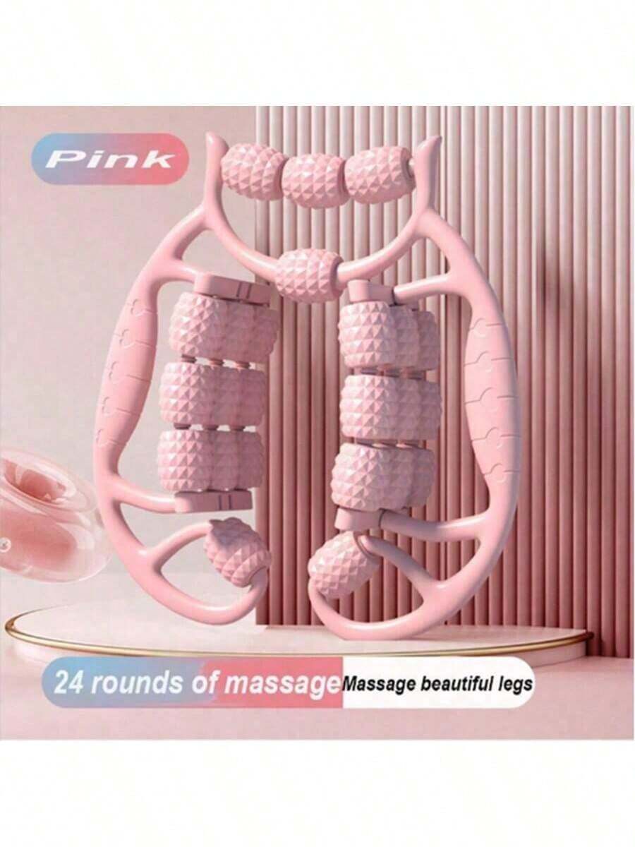 Aparat de masaj pentru picioare cu 24 de role - 10 role extra late cu două rânduri, masaj dublu, dispozitiv de slăbire cu role - clemă circumferențială pentru relaxarea mușchilor gambei și coapsei - rolă de relaxare musculară, accesorii de yoga, rolă pentru coapsă, clemă pentru picioare, rolă cu țepi pentru relaxarea musculară, instrument specific pentru întinderea musculară