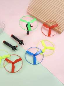 1/2/3/4/5 Sets Random Color Plastic Pull Line UFO Flying Disc Toy, Flying Saucer, Flying Disc Launcher Toy For New Year/Halloween/Thanksgiving/Christmas/Birthday Gifts, Plastic Toy, Party Small Gift, Stress Relief Toy, Decompression Toy, Indoor/Outdoor Toy