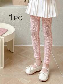 4/2/1 Pairs Lace Trim Capri Leggings For Girls, Children, Infants, Black/White/Gray/Pink, Color Block, Multicolor, Spring/Summer/All Season, Thin, Casual, Cute & Fashionable, Princess Style, Suitable For Daily Wear, Soft & Comfortable Tights, Suitable For Students To Pair With Tops, Skirts, Back To School Season - Multicolor - View 29