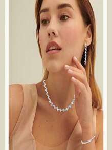 3pcs Set Middle Eastern Jewelry Wave Water Design Necklace, Versatile Dress Accessory For Women