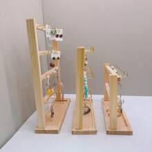 1 Stück Schmuckorganizer Ständer aus Holz mit mehreren Haken, 1 Stück eleganter Schlüsselhalter & Schmuckständer aus Holz mit Haken - multifunktionale Aufbewahrung & Organisation für den Schreibtisch, geeignet für Ohrringe, Ketten, Armbänder, Schlüssel - massiver Holzständer