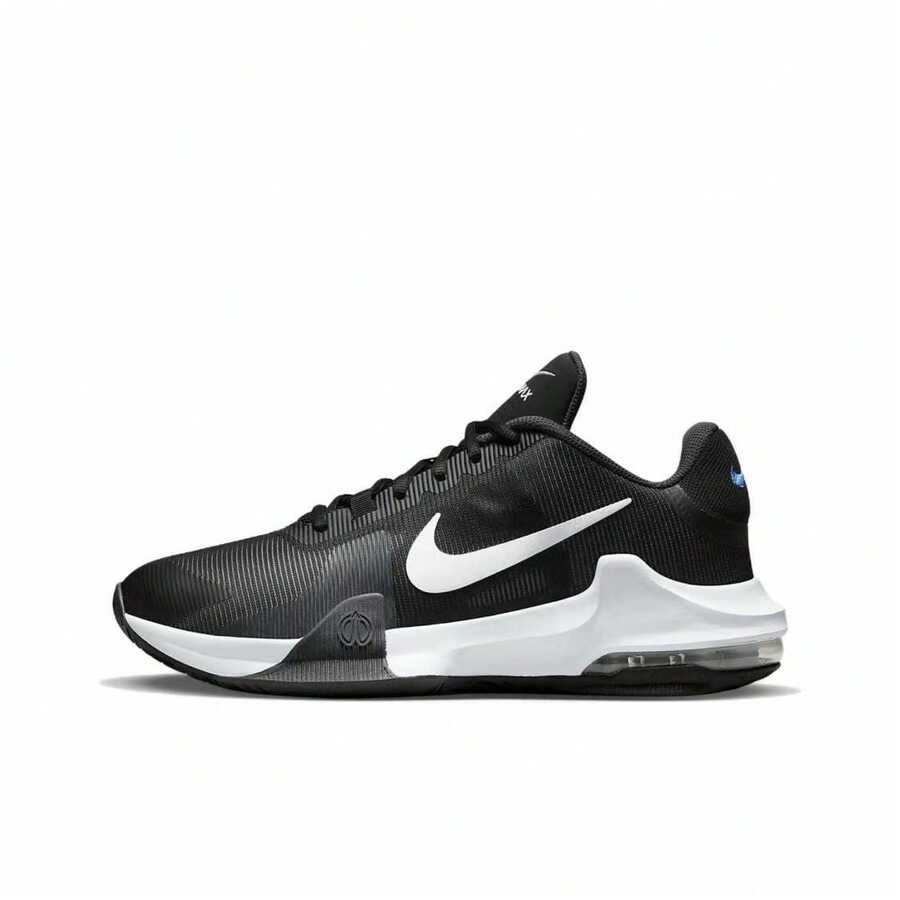 Nike Air Max Impact 4 圆头系带低帮加垫篮球鞋，男款黑色