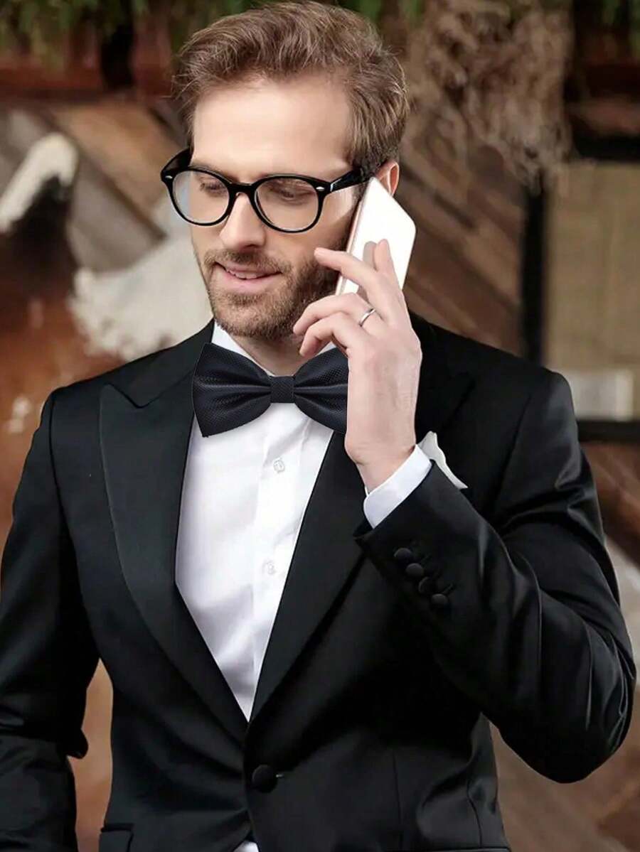 1 件涤纶蝴蝶结，适合商务、婚礼、派对和正式场合，男士休闲和职业装 - 彩色 - 查看 1